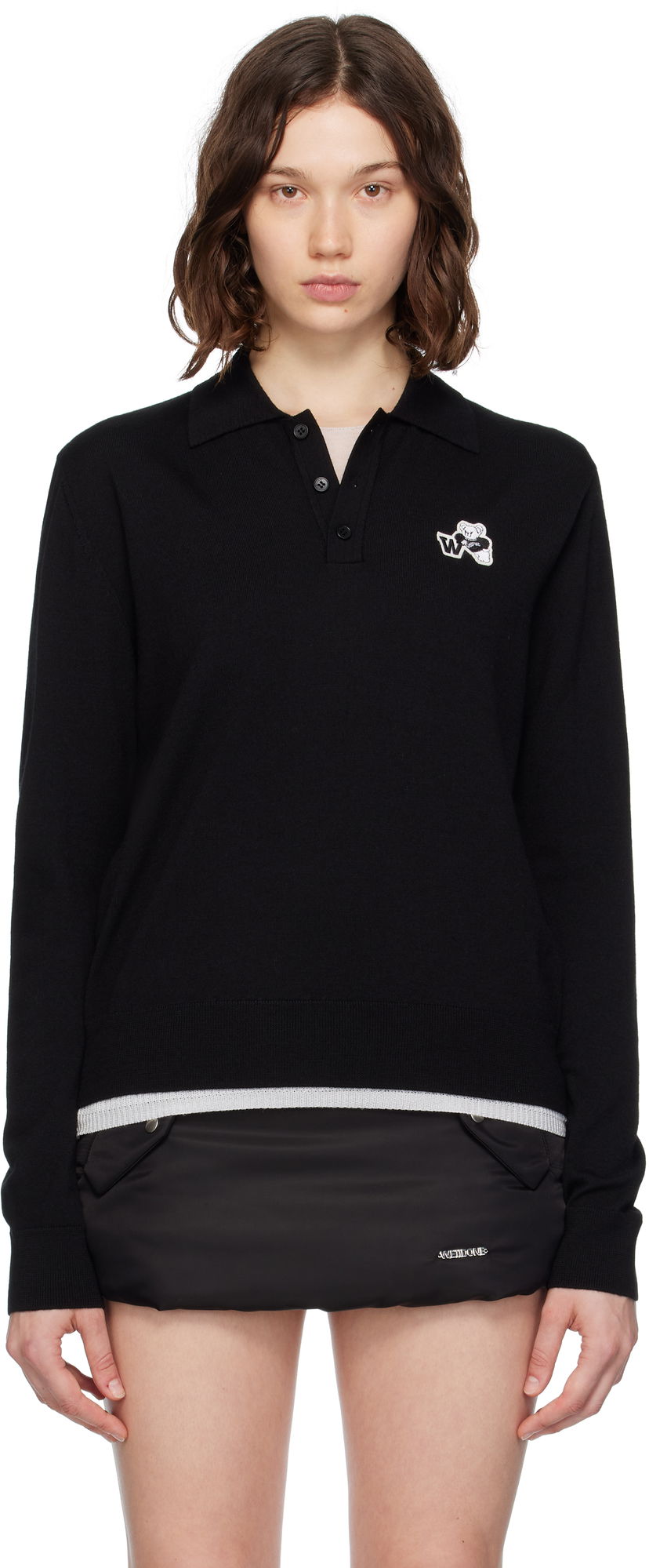 Poolopaita We11done We11done Wool Polo with Logo Patch Musta | WD-KT2-25-680-W-BK