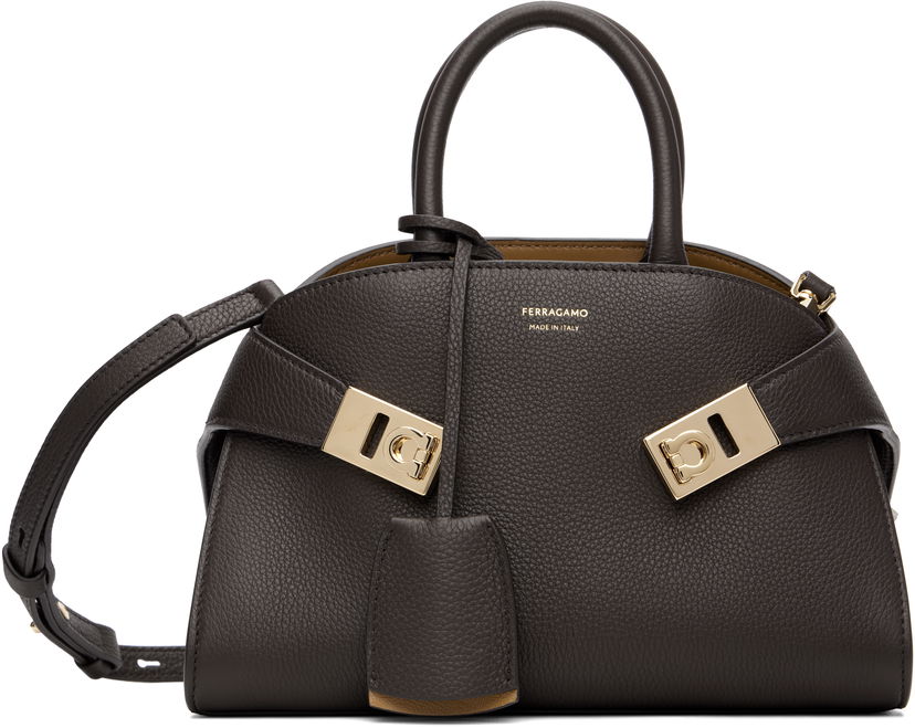 Käsilaukku FERRAGAMO Ferragamo Mini Hug Bicolor Top Handle Bag Ruskea | 778490
