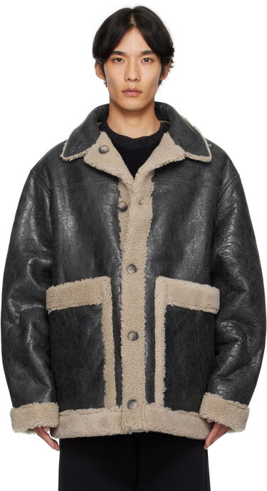 Takki Maison Margiela MM6 Maison Margiela Crackled Reversible Shearling Jacket Musta | SH0AM0063 M07010, 0