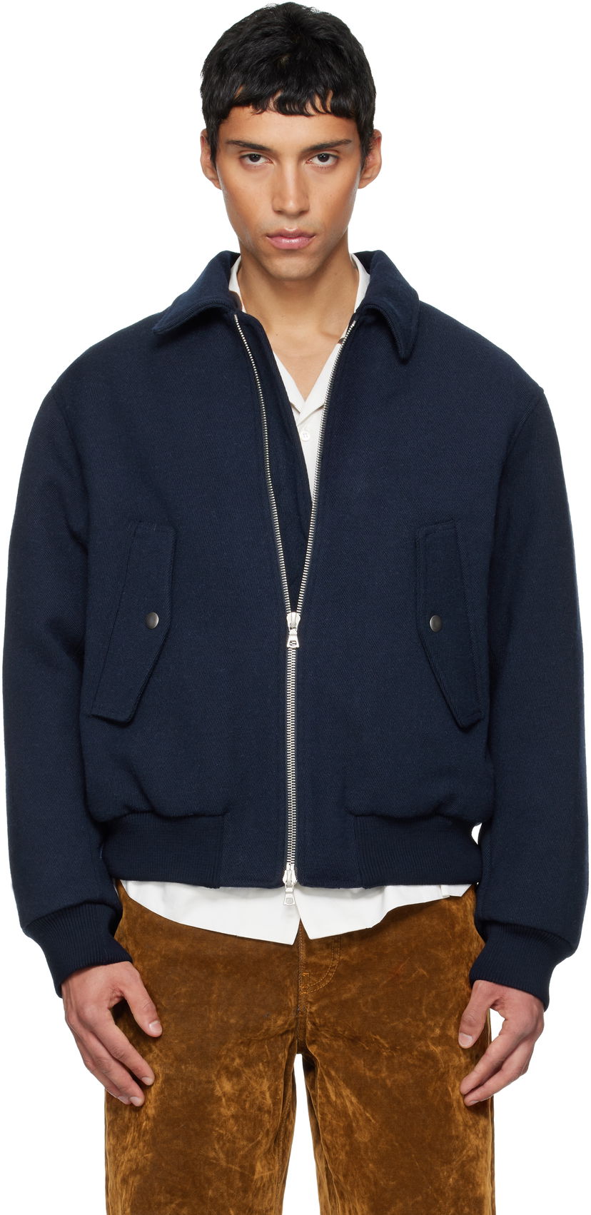 Bomber-takki Dries Van Noten Dries Van Noten Zipper Bomber Jacket Tummansininen | 252-020560-2197