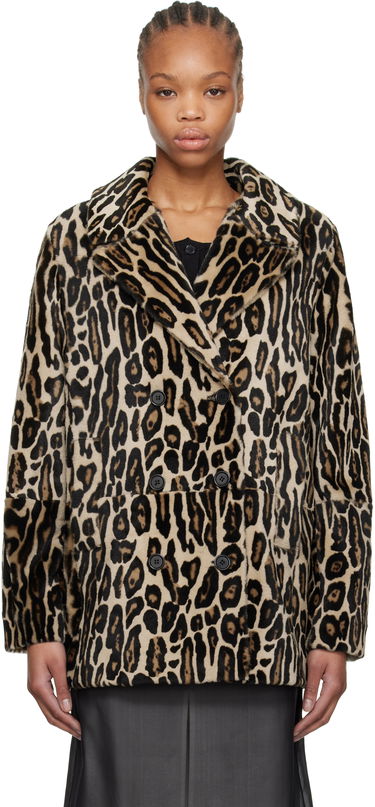 Takit RE/DONE Re/Done Leopard Print Shearling Peacoat Beige | 817-06WLEOPCT, 0