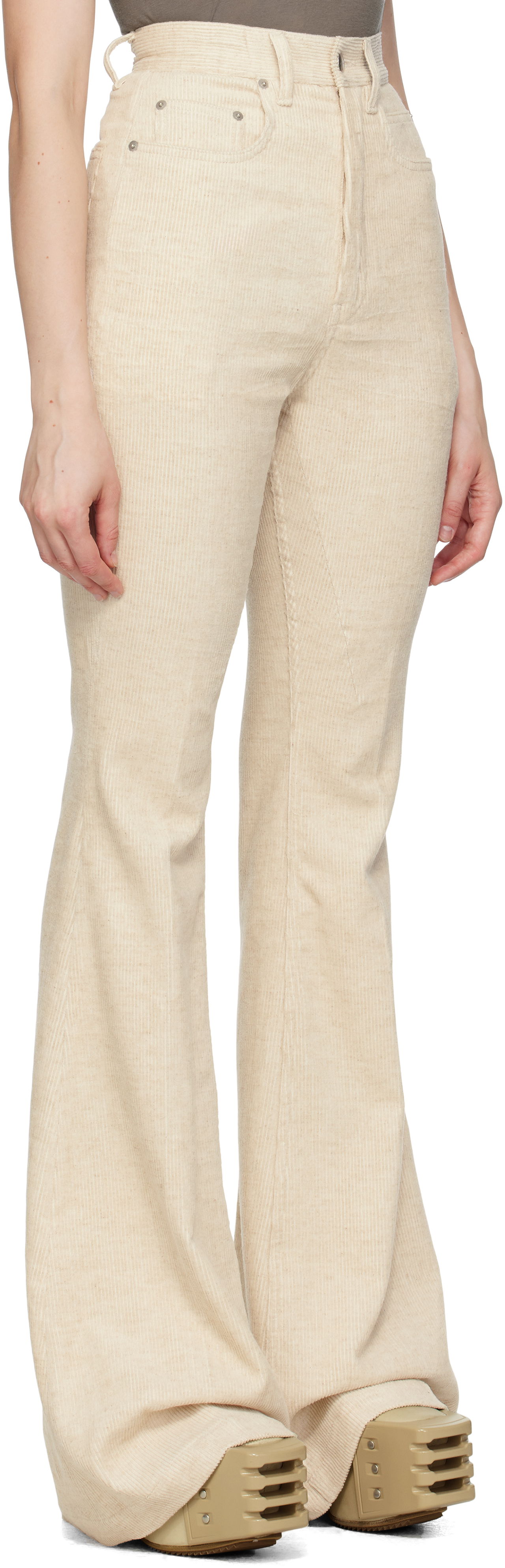 Housut Rick Owens Rick Owens Bolan Bootcut Corduroy Trousers Beige | RP02E4329 MLC, 1