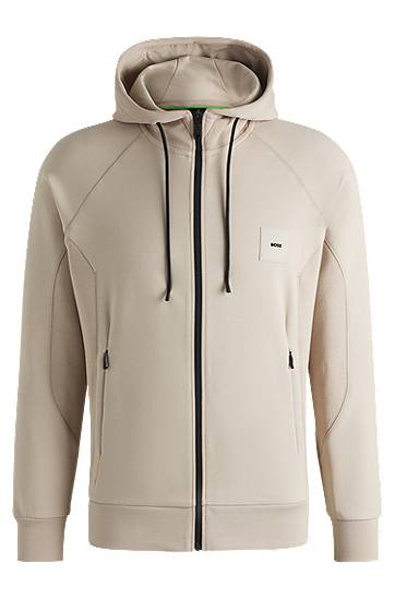 Huppari BOSS BOSS Cotton Blend Zip-Up Hoodie Beige | 50537204