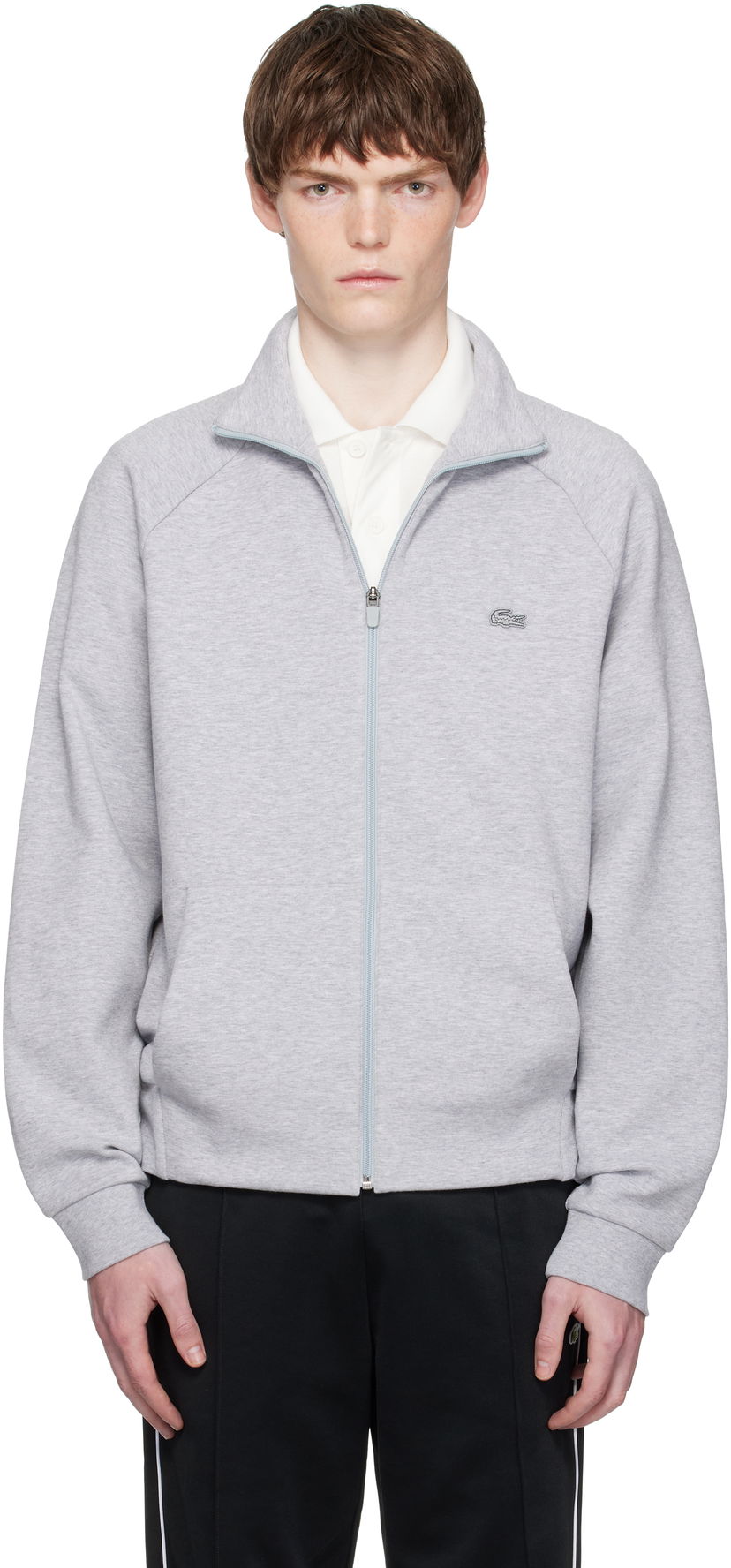 Huppari Lacoste Lacoste Double Faced Jersey Zip-Up Sweatshirt Harmaa | SH9559_CCA