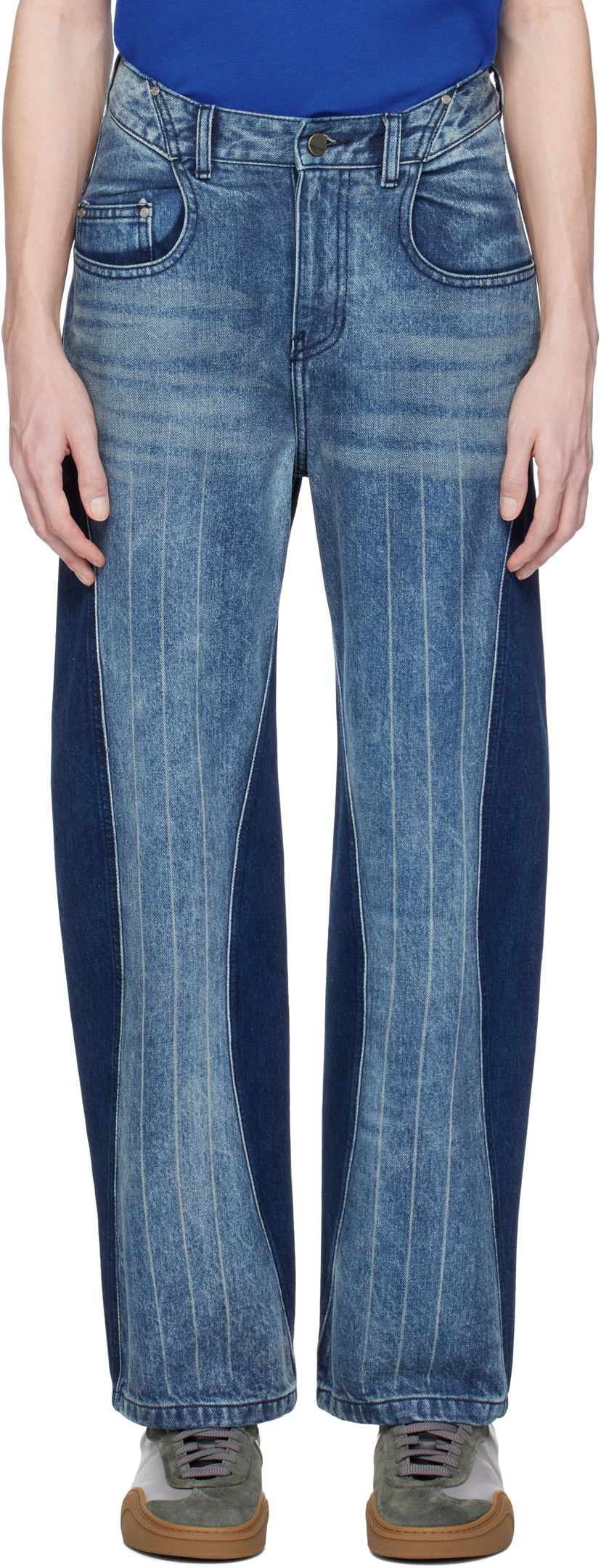 Jeans ADER ERROR ADER error Two-Tone Pinstriped Jeans Sininen | BO01SSJE0104BL