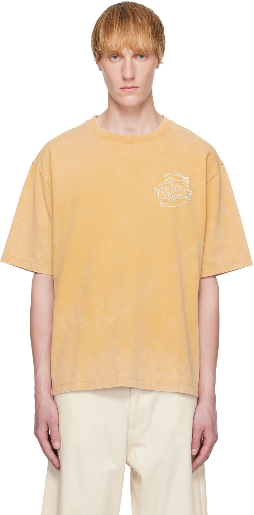 T-paita MAISON KITSUNÉ Maison Kitsuné Lemonade Chest Embroidery T-Shirt Keltainen | OM00115KJ0119