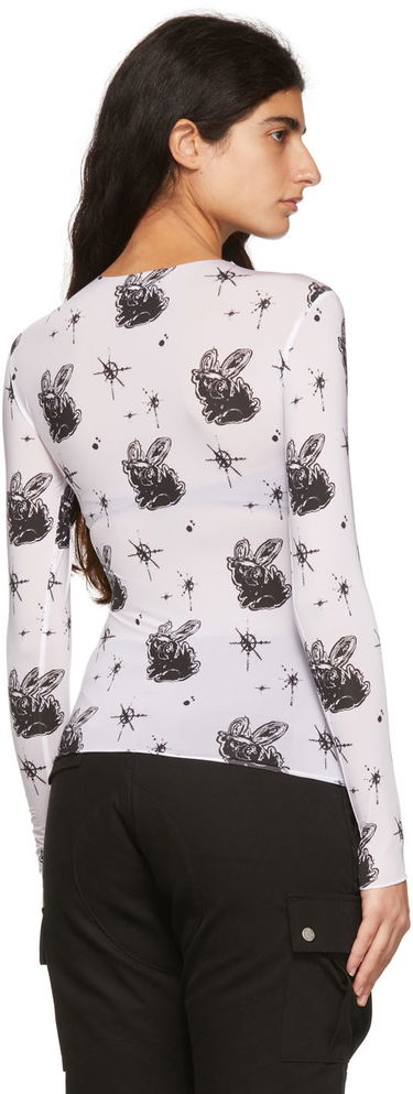 T-paita We11done We11done Semi-Sheer Long Sleeve T-Shirt with Bunny Print Valkoinen | WD-TT1-22-577-W-WH, 2