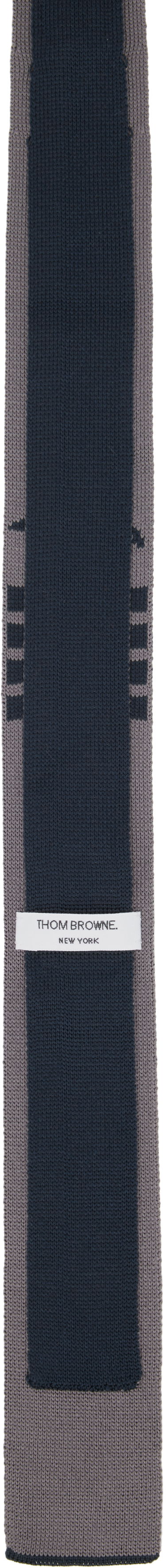Huivi Thom Browne Thom Browne Geese Icon Jacquard Knit Tie Tummansininen | MNL077K-Y4003, 1