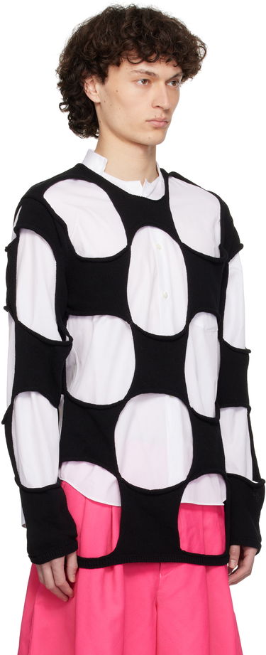 Villapaita Comme des Garçons Homme Plus Cotton Code Intarsia B Pattern Crewneck Sweater Musta | PO-N012-051, 1
