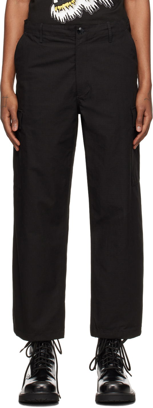 Cargo housut KENZO Paris Drawstring Cargo Pants Musta | FE55PA2429DL