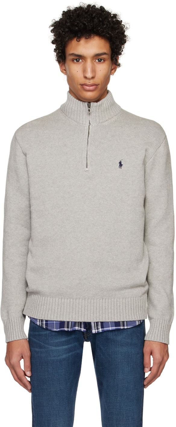 Villapaita Polo by Ralph Lauren Half-Zip Ribbed Sweater Harmaa | 710859939001