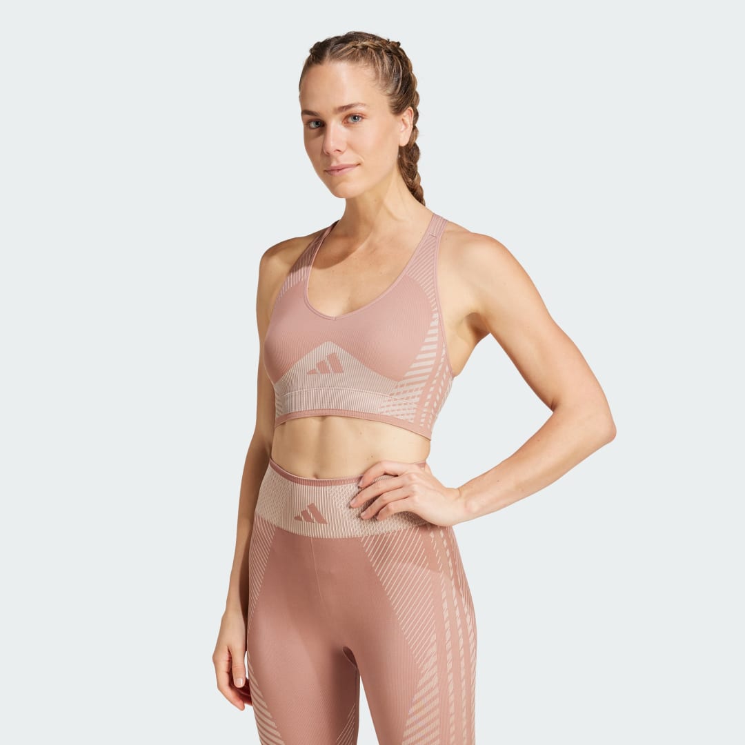 Rintaliivit adidas Performance AEROKNIT Training Light Support Bra Vaaleanpunainen | JP2769, 0