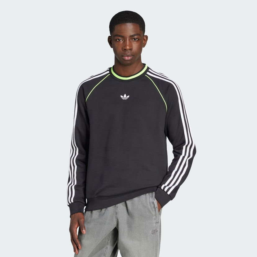 Huppari adidas Performance Adicolor Piping Crewneck Sweatshirt Musta | JW5918