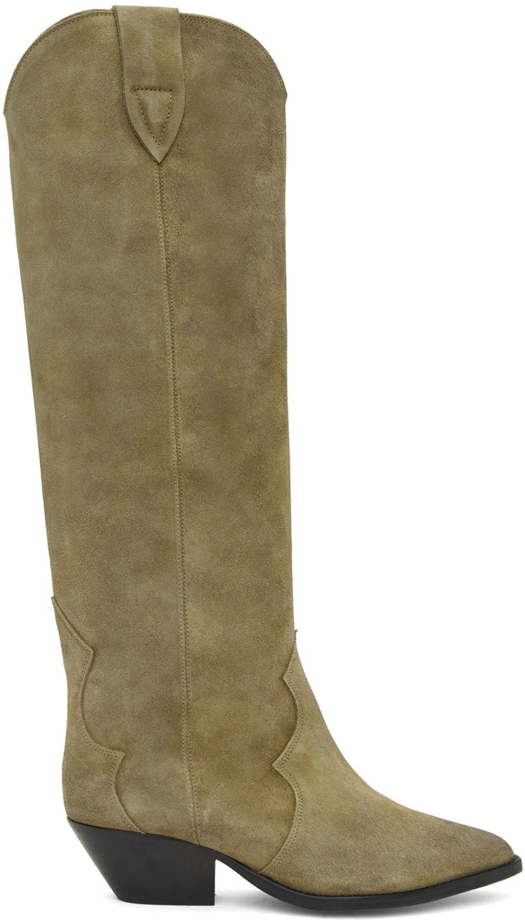 Vaatteet ISABEL MARANT Isabel Marant Denvee Suede Tall Boots Vihreä | 00MBT0072-00M015S