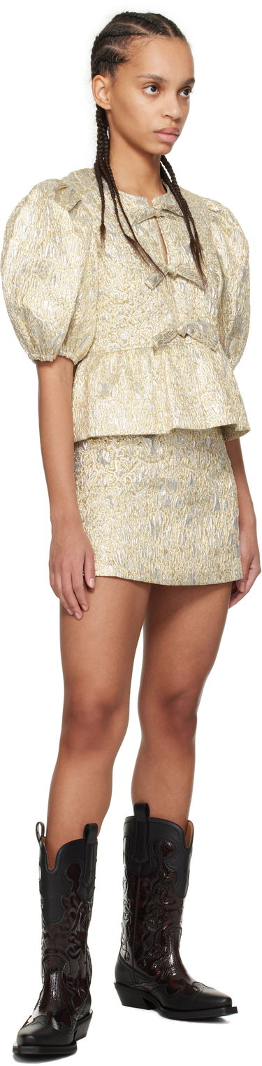 Hame GANNI GANNI Metallic Elasticated Miniskirt Metallinen | W0038, 3