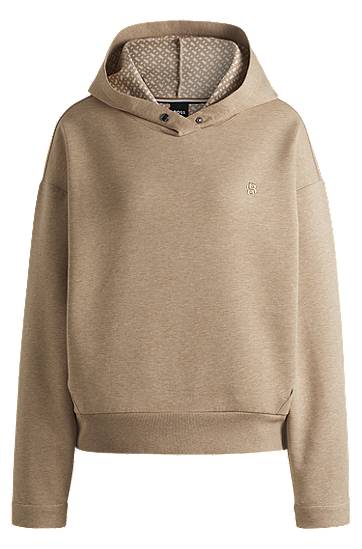 Huppari BOSS Cotton-Blend Hoodie with Monogram Beige | 50532026, 0