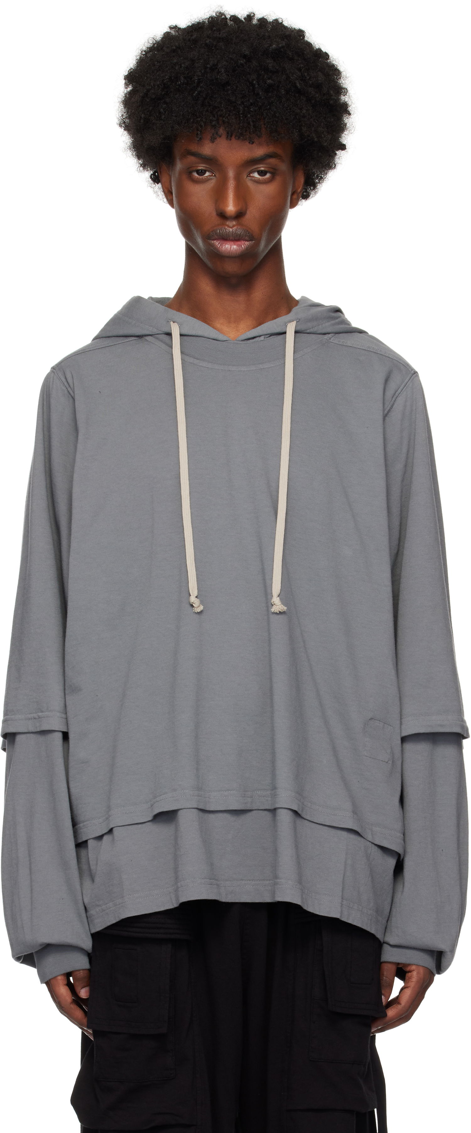 Huppari Rick Owens Hustler Hoodie Harmaa | DU02D2281 RN, 0