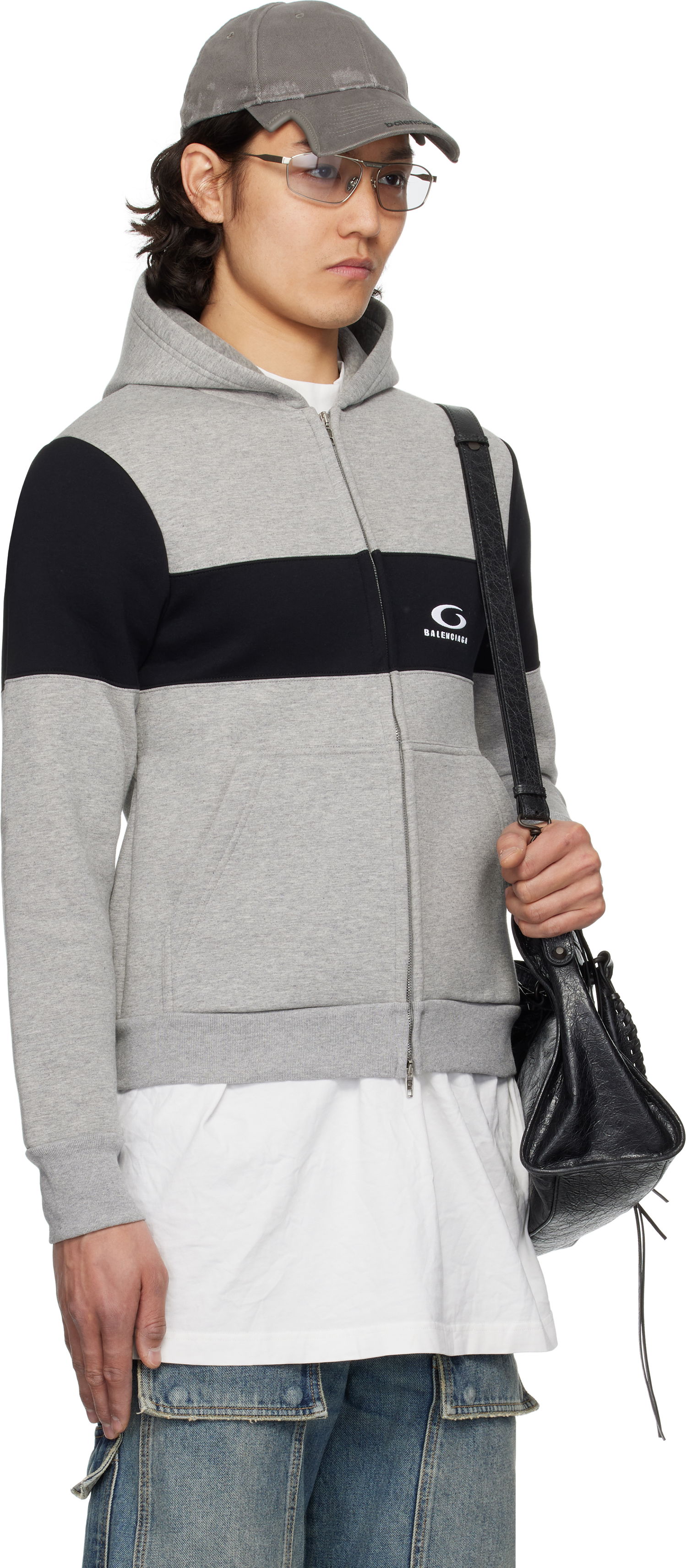 Huppari Balenciaga Balenciaga Technical Jersey Zip-Up Hoodie Harmaa | 808832TRVJ2, 1