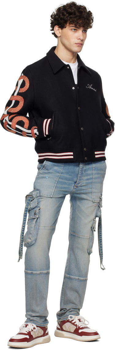 Bomber-takki AMIRI Snake Bones Embroidered Bomber Jacket Musta | AMOUVY1015, 3