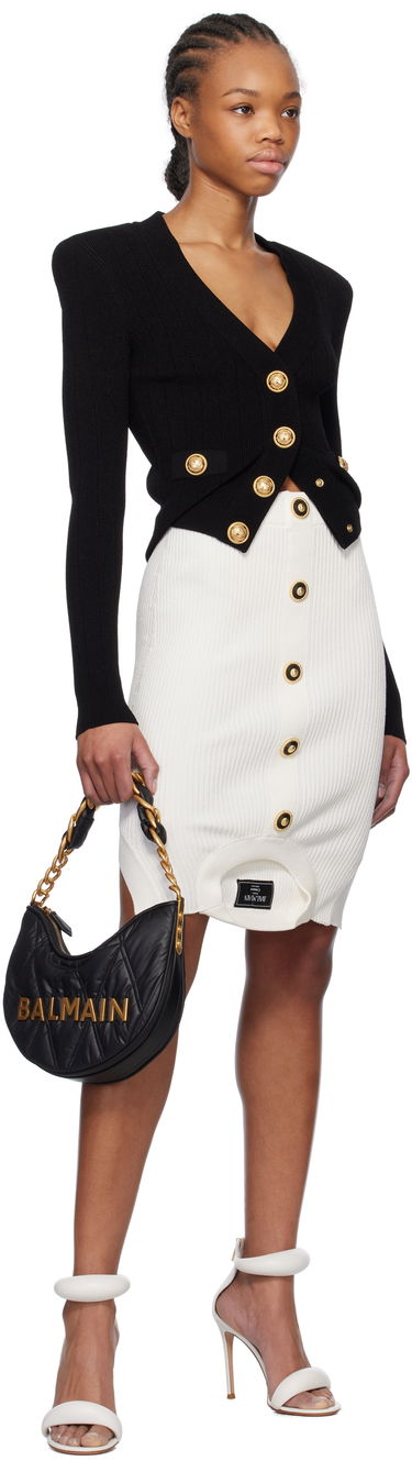 Hame Balmain Balmain Optical Illusion Ribbed Knit Miniskirt Valkoinen | EF1LBA60KI10, 3