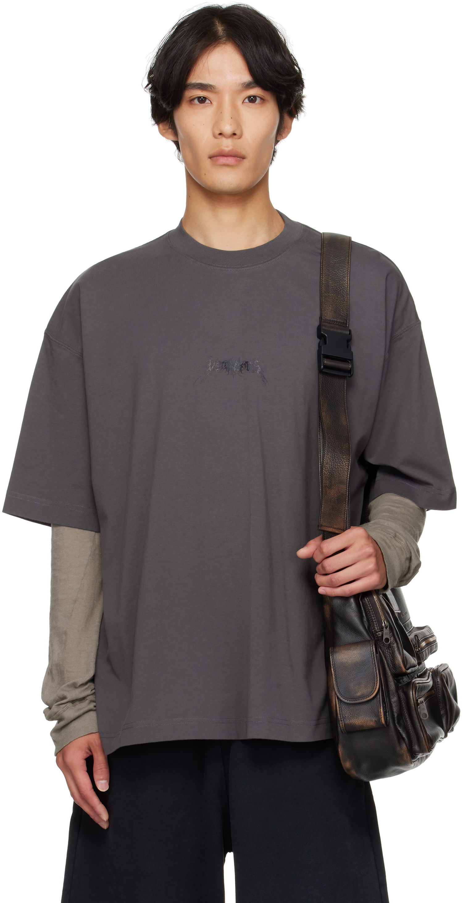 T-paita VETEMENTS VETEMENTS Metal Logo Regular Fit T-Shirt Harmaa | UH76TR600M, 0