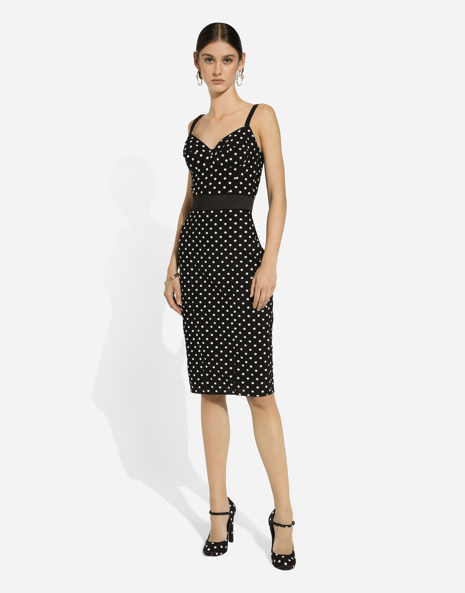 Tankkitoppi Dolce & Gabbana Polka Dot Marquisette Corset Top Musta | F7AB7TFSUBGHNZQW, 1