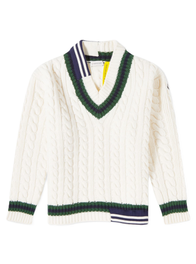 Villapaita Moncler Genius x Palm Angels x V-Neck Knit Valkoinen | 9D000-M1241-01-088