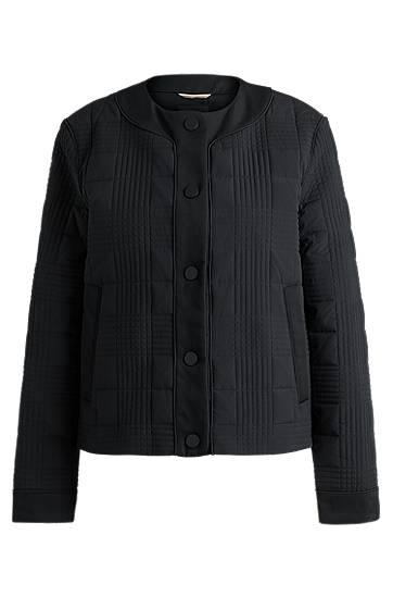 Puffer takki BOSS Water-Repellent Padded Check Jacket Musta | 50518343