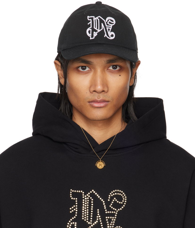 Korkki Palm Angels Monogram Cap Musta | PMLB094R24FAB0121001