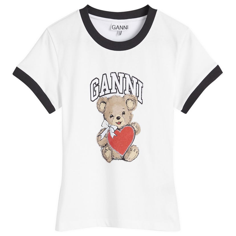 T-paita GANNI Bear Baby T-Shirt Bright White Valkoinen | T4061-151