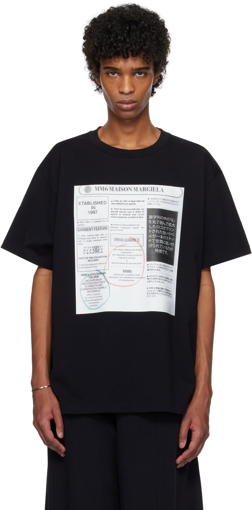 T-paita Maison Margiela MM6 Newspaper Print T-Shirt Musta | SH0GC0043 S24312