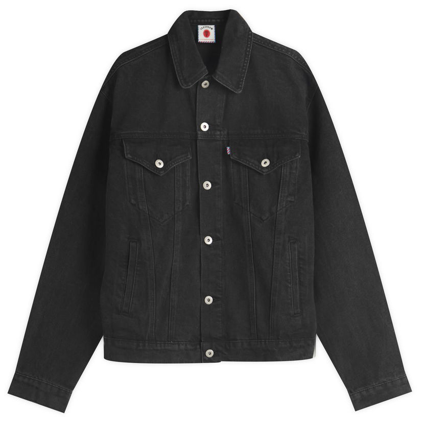 Takki BBC IceCream ICECREAM Running Dog Denim Trucker Jacket, Size Large Musta | ICD25101-BLK