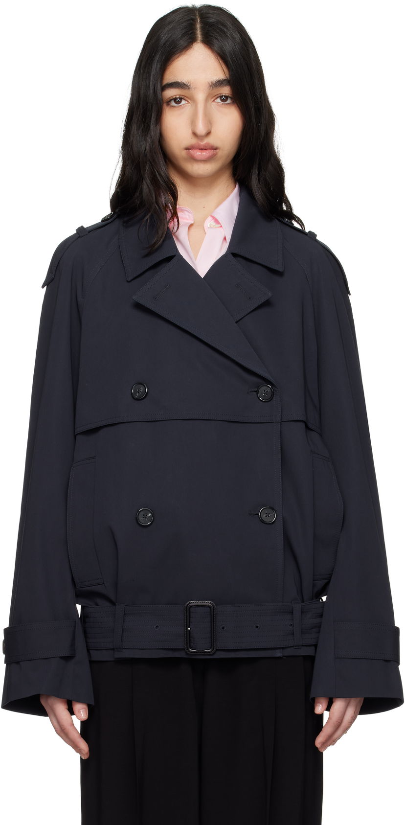 Trenssitakki TOTEME TOTEME Short Trench Jacket Tummansininen | 252-WRO0174-FB0379