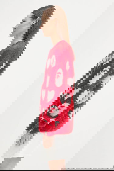 Villapaita BAPE A Bathing Ape I Love Bape Monogram Fuzzy Sweater Punainen | 1K80220006, 3