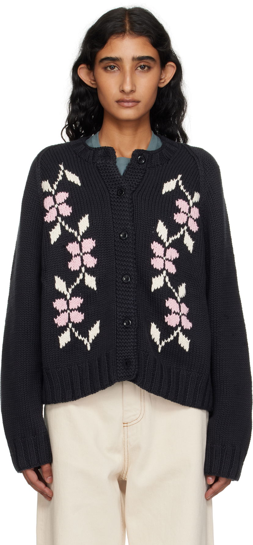 Villapaita YMC YMC Atomic Knit Cardigan Musta | Q8YME