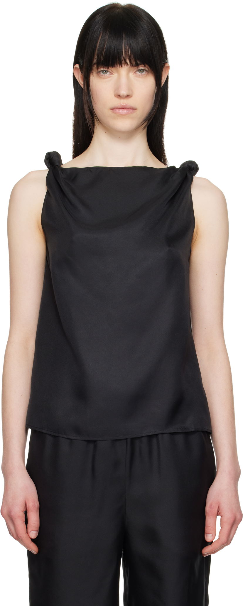 Tankkitoppi Loulou de Saison Loulou de Saison Remy Knotted Tank Top Musta | REMY