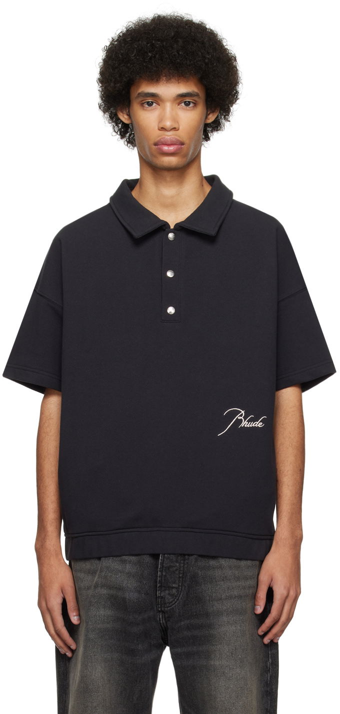 Poolopaita Rhude Embroidered Polo Musta | RHPS24SH15320372