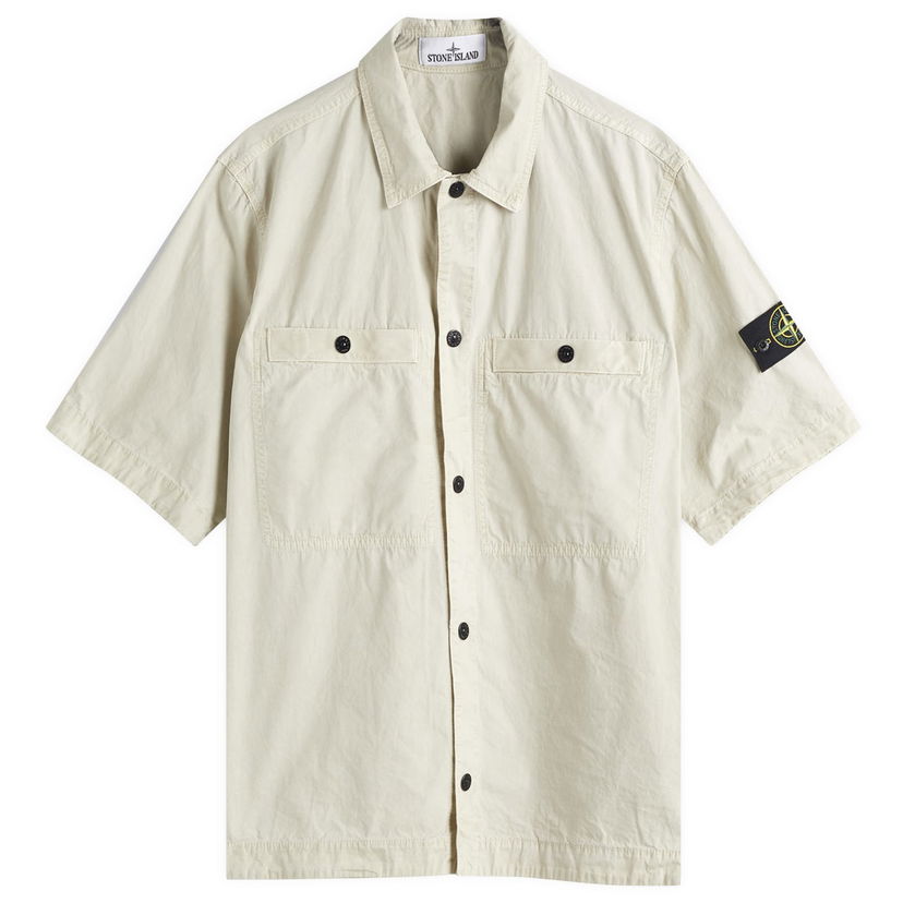 Paita Stone Island Old Effect Short Sleeve Overshirt, Size Large Beige | K1S151200029-V0195
