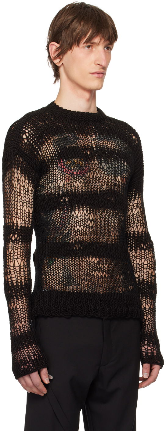 Villapaita HELIOT EMIL Open Knit Sweater Musta | HE_M_07_039_BLK01, 1