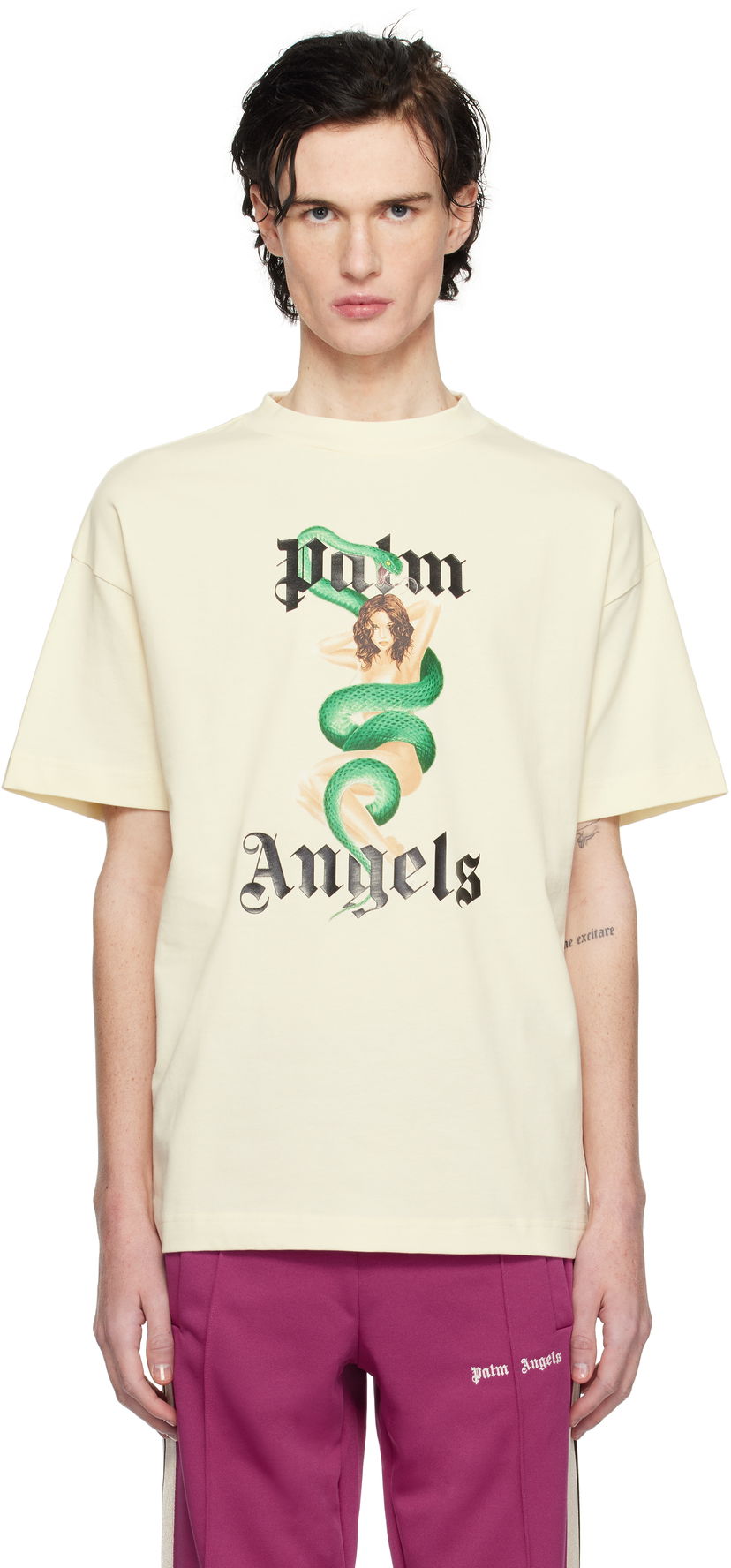T-paita Palm Angels Pin Up Graphic Print T-Shirt Keltainen | PMAA001S25JER0070B10