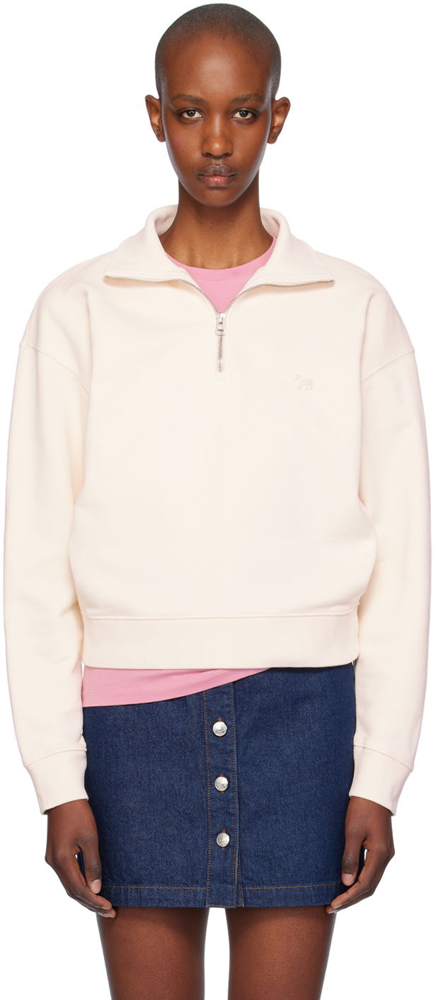 Huppari MAISON KITSUNÉ Half-Zip Sweatshirt Valkoinen | MW00304KM0325
