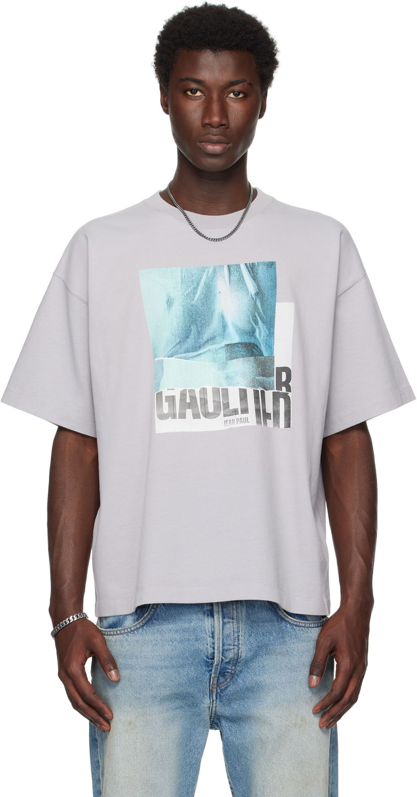 T-paita Jean Paul Gaultier Jean Paul Gaultier Printed Oversized T-Shirt Harmaa | 25/03-W-TO293-J001-135557