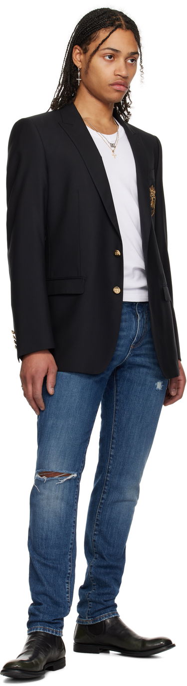 Takki Dolce & Gabbana Dolce&Gabbana Single-Breasted Wool & Silk Blazer with Patch Musta | G2LK0ZFU3H1, 3