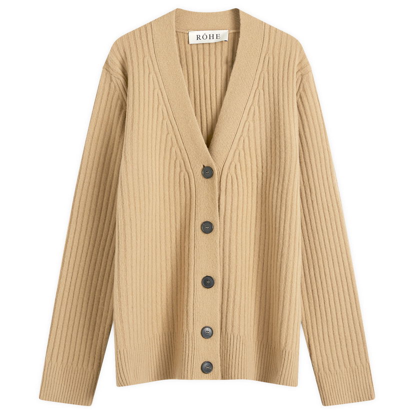 Villapaita Róhe Ribbed Boiled Wool Cardigan Beige | 312-23-001-260