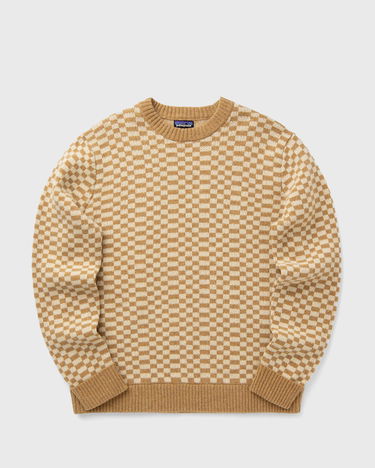 Villapaita Patagonia Recycled Wool-Blend Checkered Sweater Beige | 50655-FTGO, 0