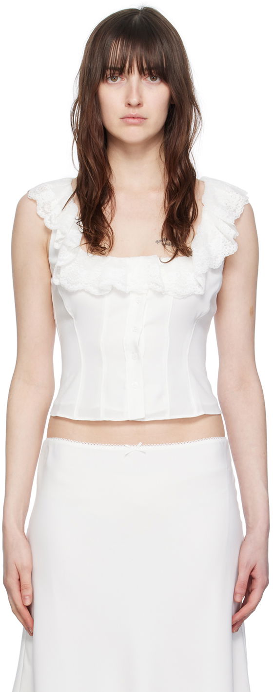 Tankkitoppi GUIZIO Guizio Paloma Lace Tank Top Valkoinen | C00102W016