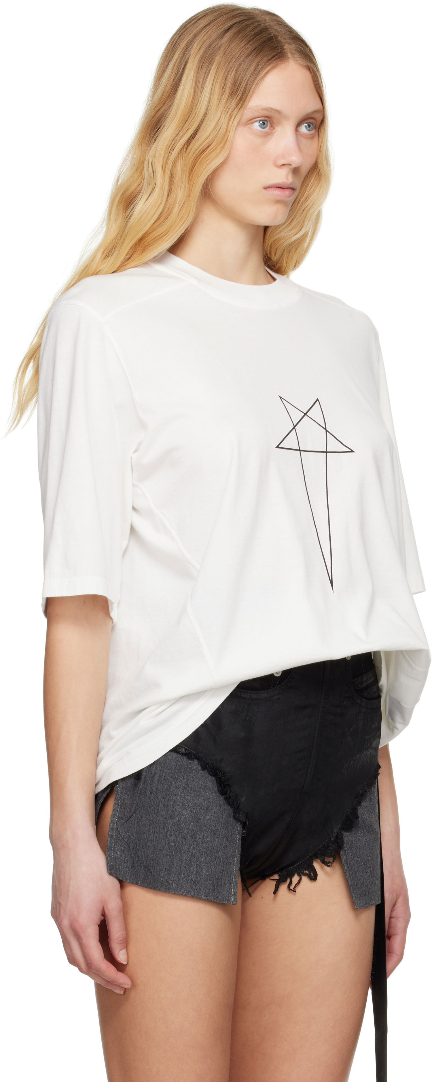 T-paita Rick Owens Rick Owens DRKSHDW Hollywood Walrus T-Shirt Valkoinen | DS01E3201 RNEP3, 1