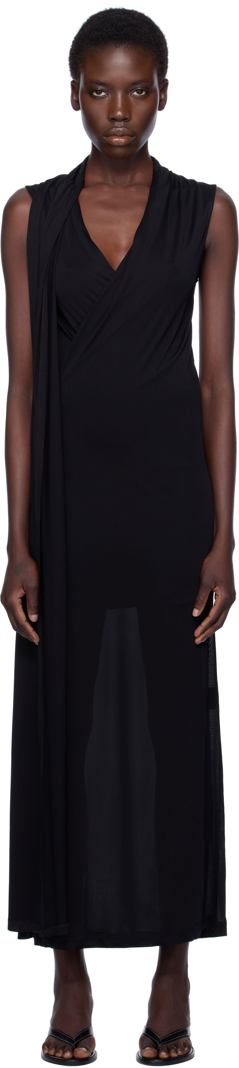 Mekko TOTEME TOTEME Overlapped Scarf Maxi Dress Musta | 253-WRD0235-FB0266