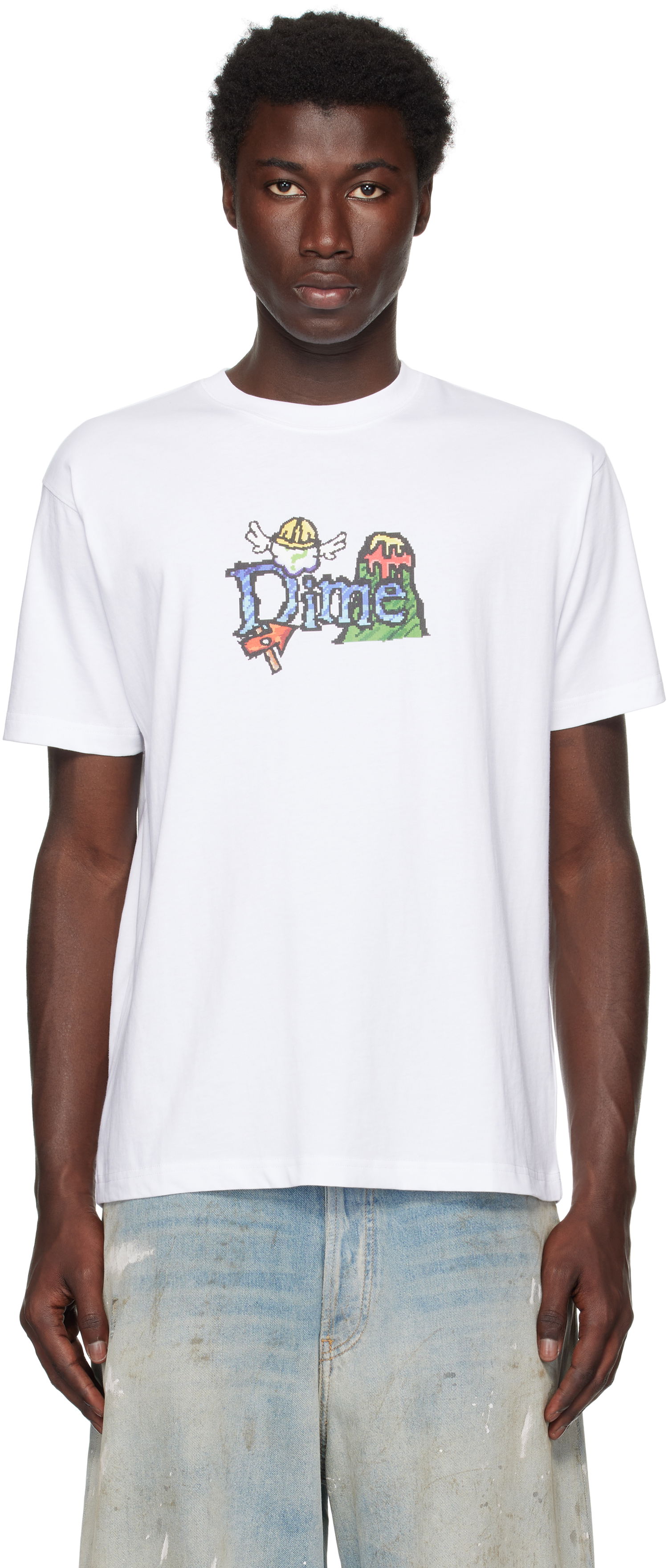 T-paita Dime Classic Fuzzy Graphic T-Shirt Valkoinen | DIMESU2550WHT, 0