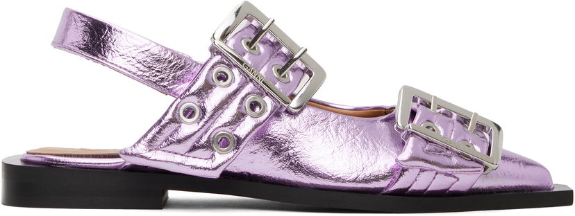 Asusteet GANNI GANNI Buckle Slingback Flats Violetti | S2874